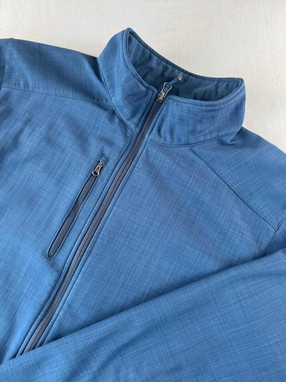 Eddie Bauer Men's XL Blue Shaded Crosshatch Softshell Jacket Outdoor Cozy Pocket